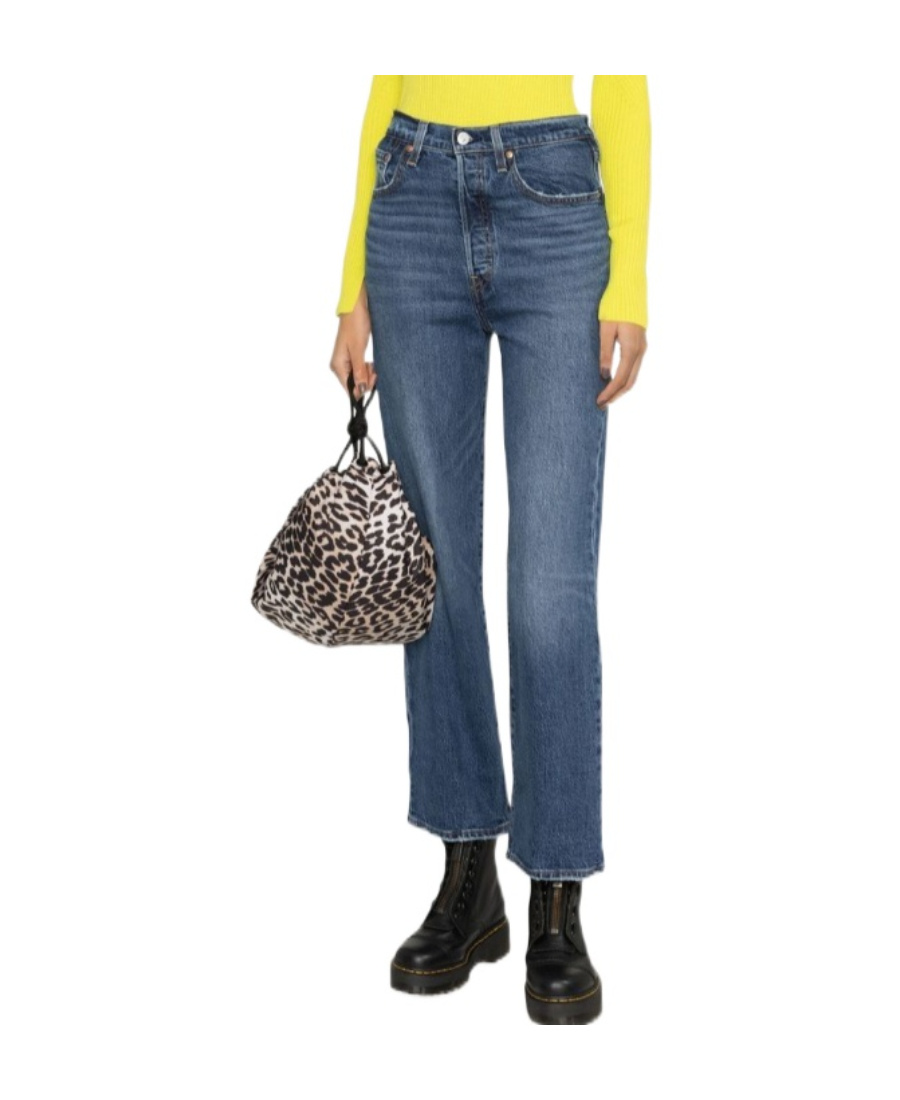 Shop Levi's Logo Denim Trousers In Blue