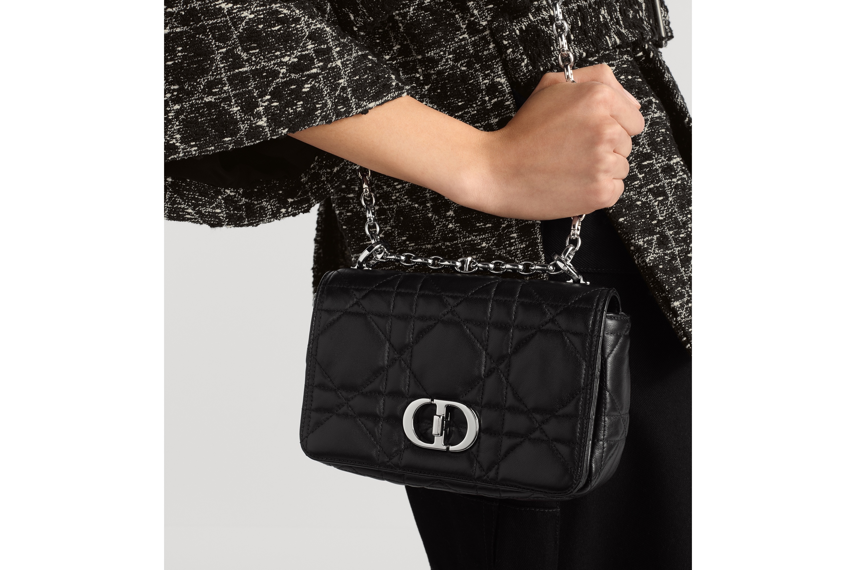 Dior Small Soft  Caro Bag In Black