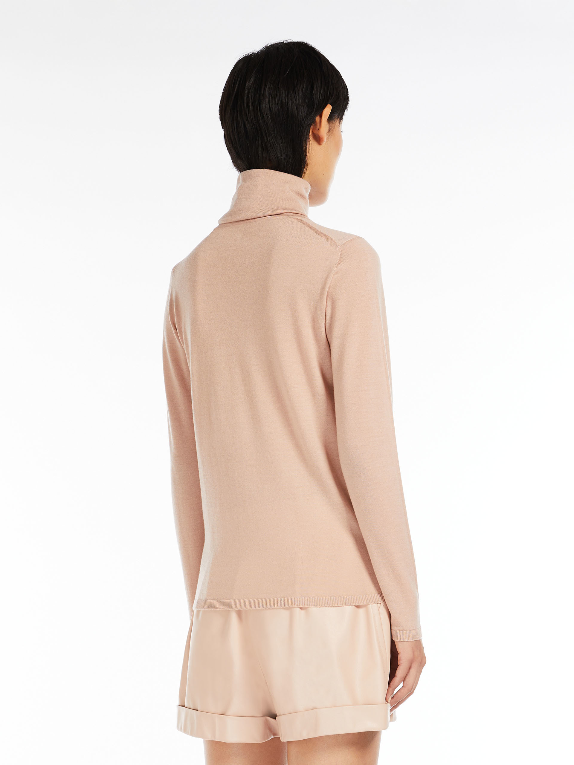 Max Mara High-neck Virgin-wool Jumper In Nude