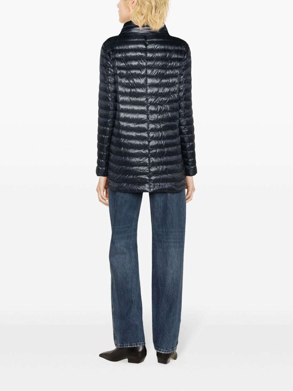 Herno Navy A-line Reversible Down Jacket For Women In Black
