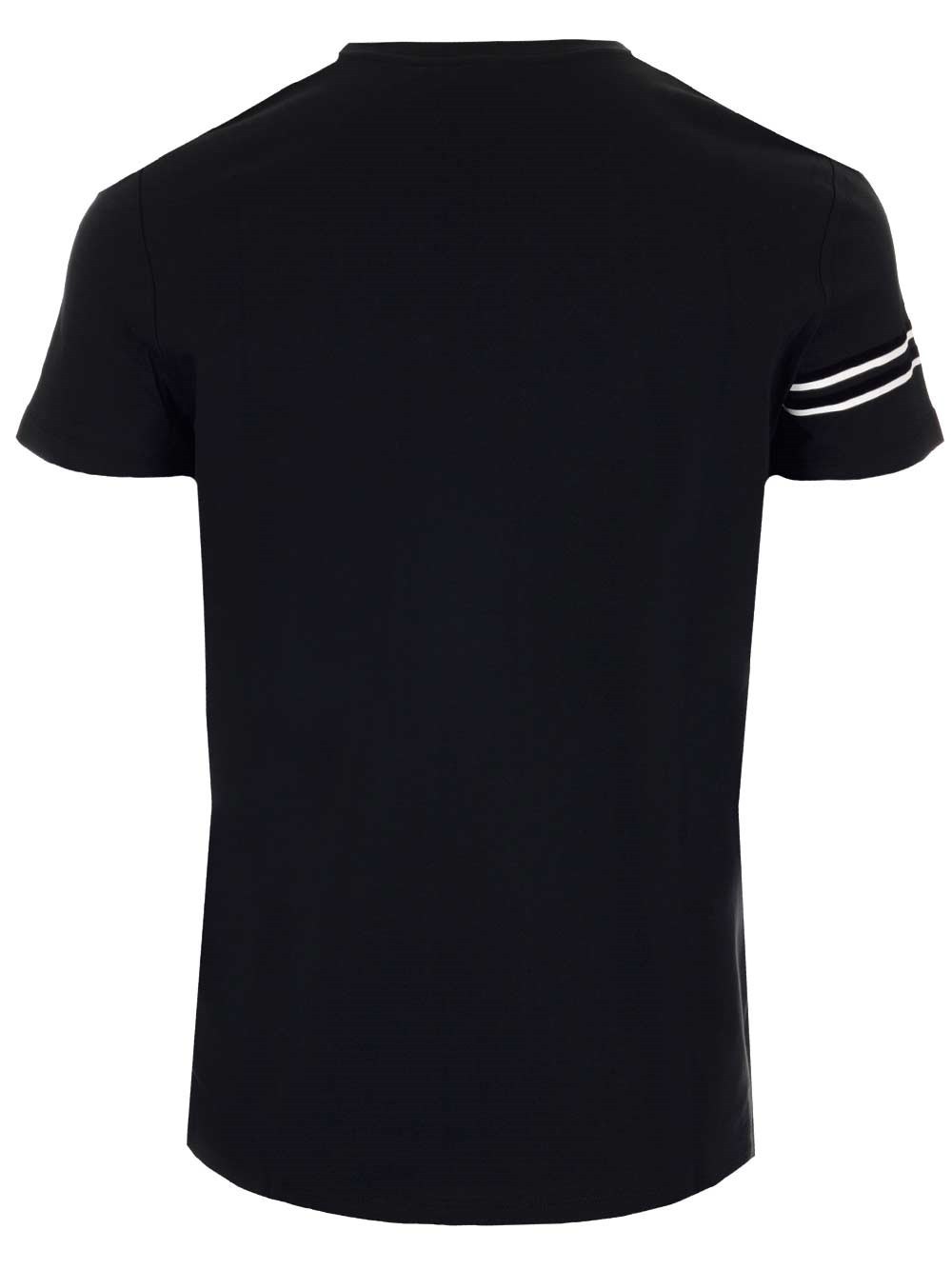 BALMAIN FLOCKED BLACK COTTON T-SHIRT WITH WHITE BALMAIN LOGO PRINT 