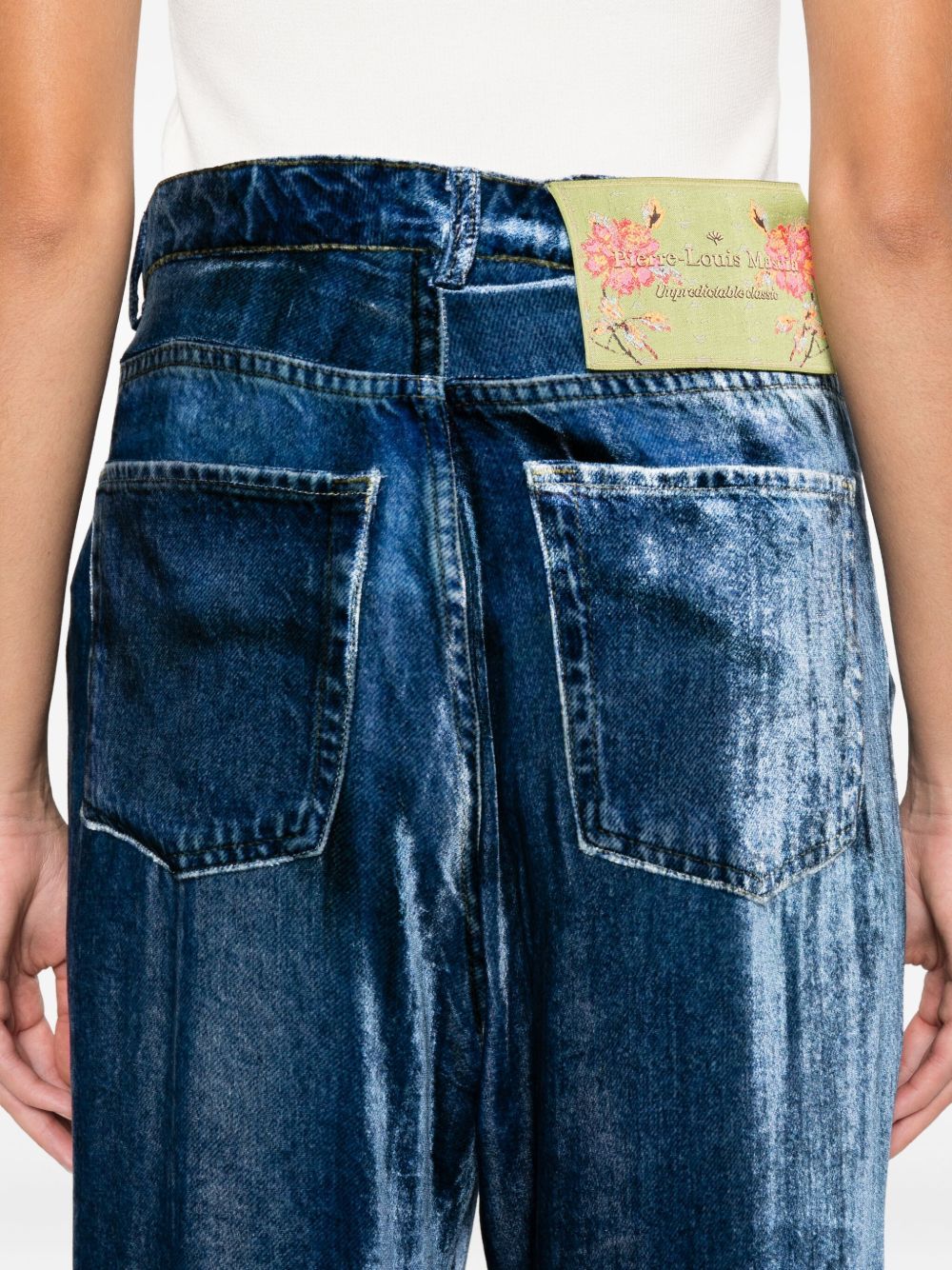 Pierre-louis Mascia Denim Print Trousers In Blue