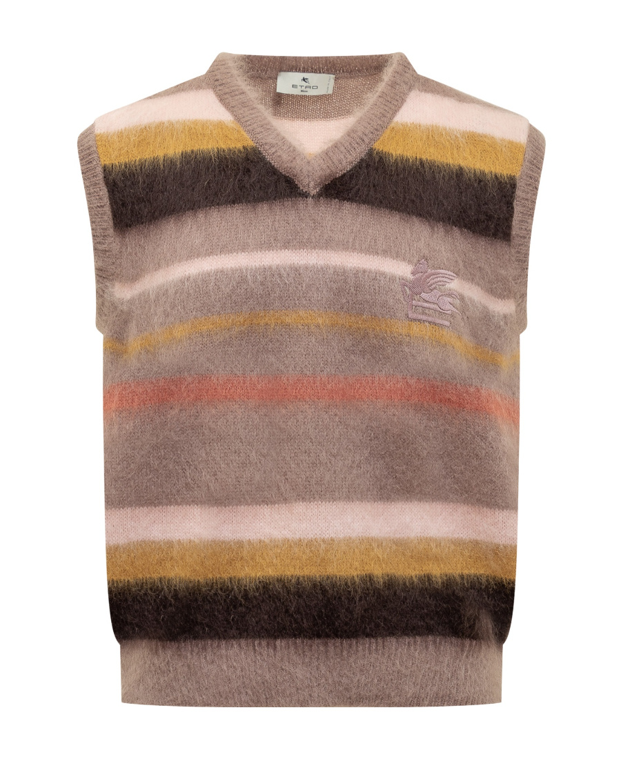 ETRO STRIPED WAISTCOAT WITH LOGO