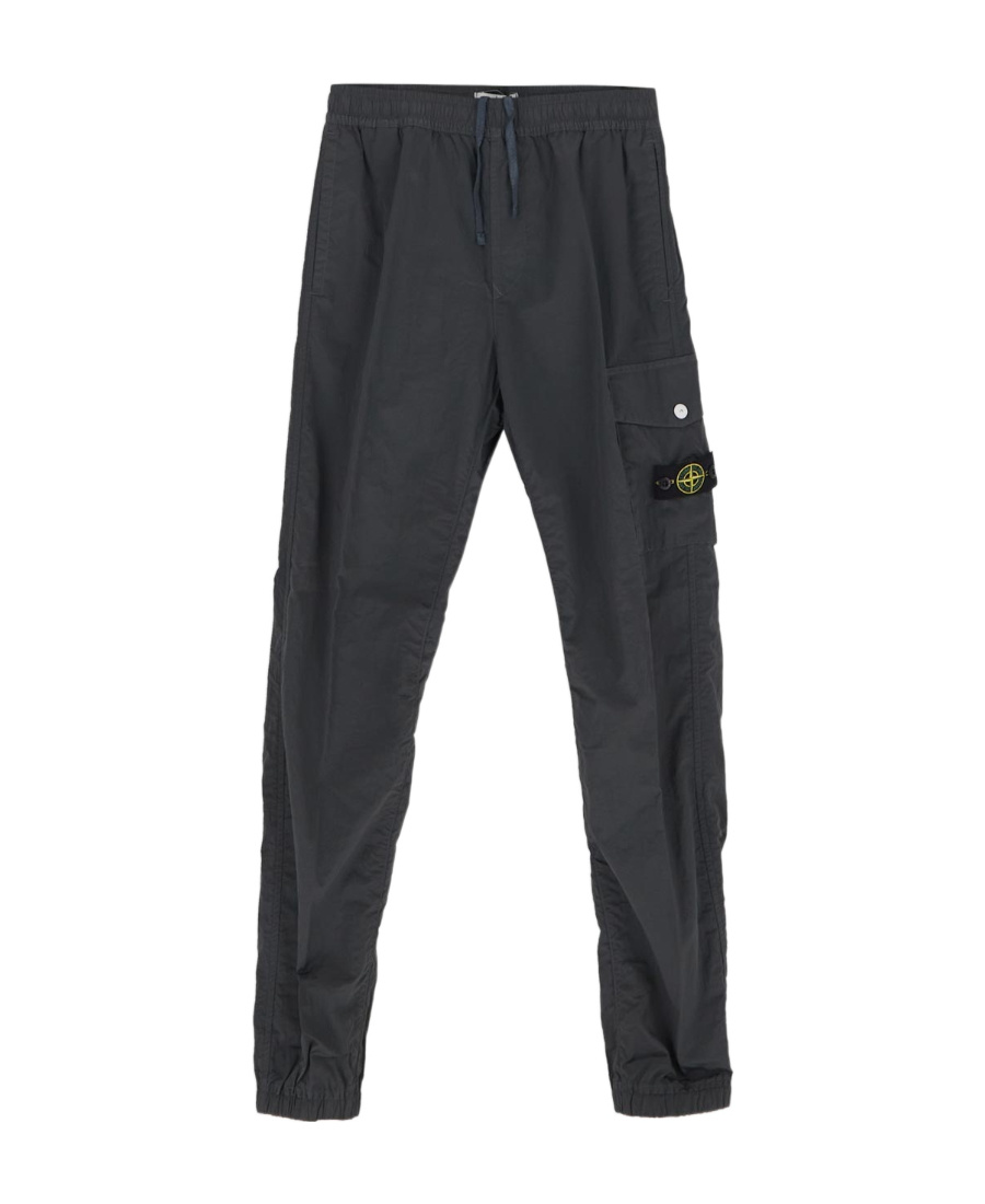 Stone Island Compass-motif Cargo Trousers In Gray