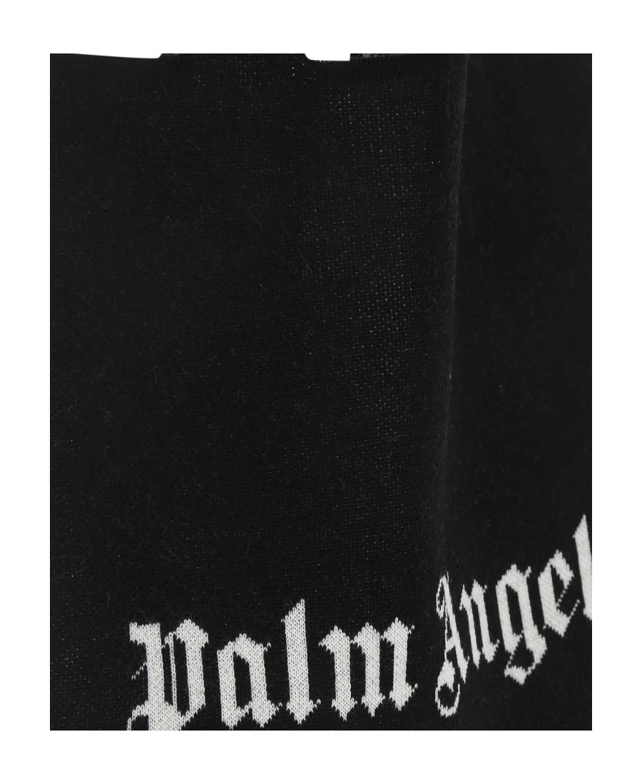 Palm Angels Pa Knit Shopper Black White In Black