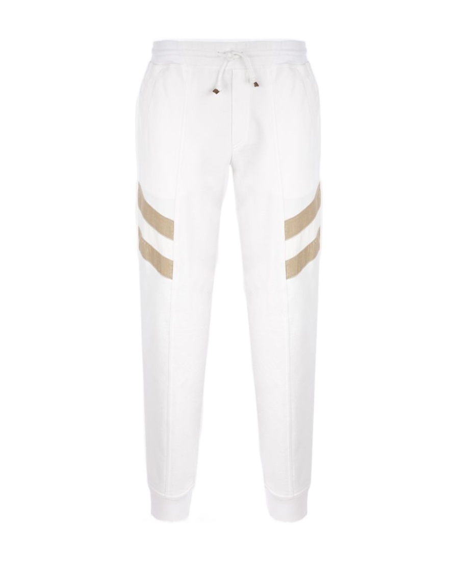 Brunello Cucinelli Color-blocking Logo Sports Jogging Pants In White