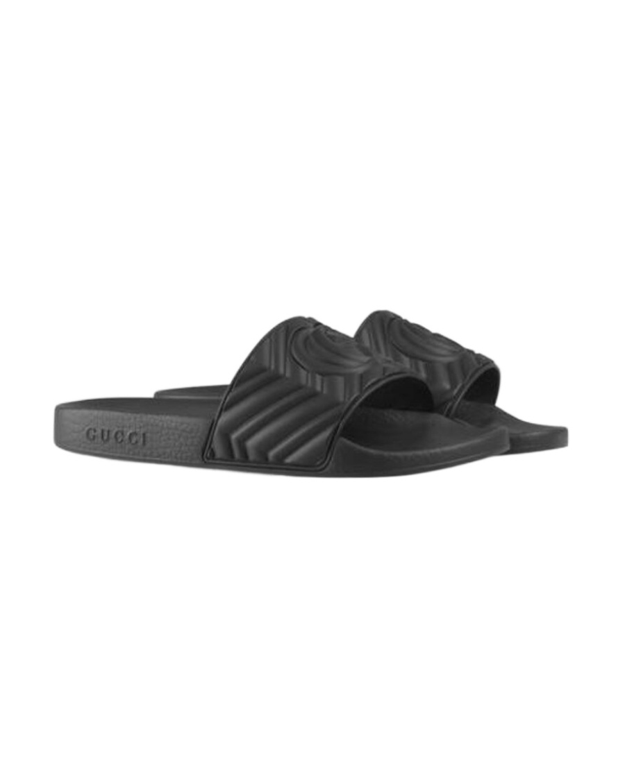 Gucci Double G Matelassé Slides In Black