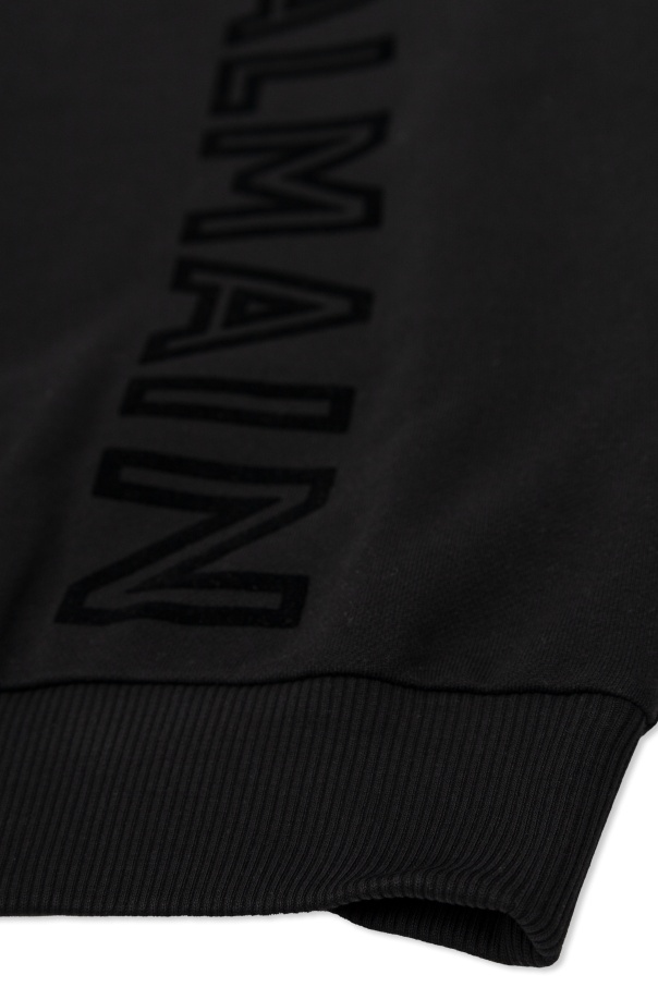 Balmain Logo-print Cotton Sweatshirt In Black