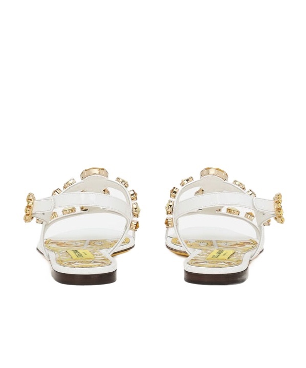 Shop Dolce & Gabbana Bianca Leather Sandals In White