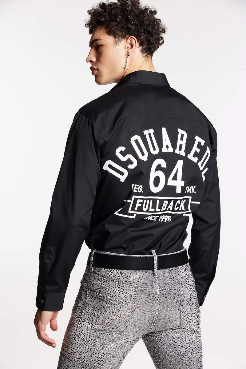 Dsquared2 Logo Printed Lapel Shirt In Black