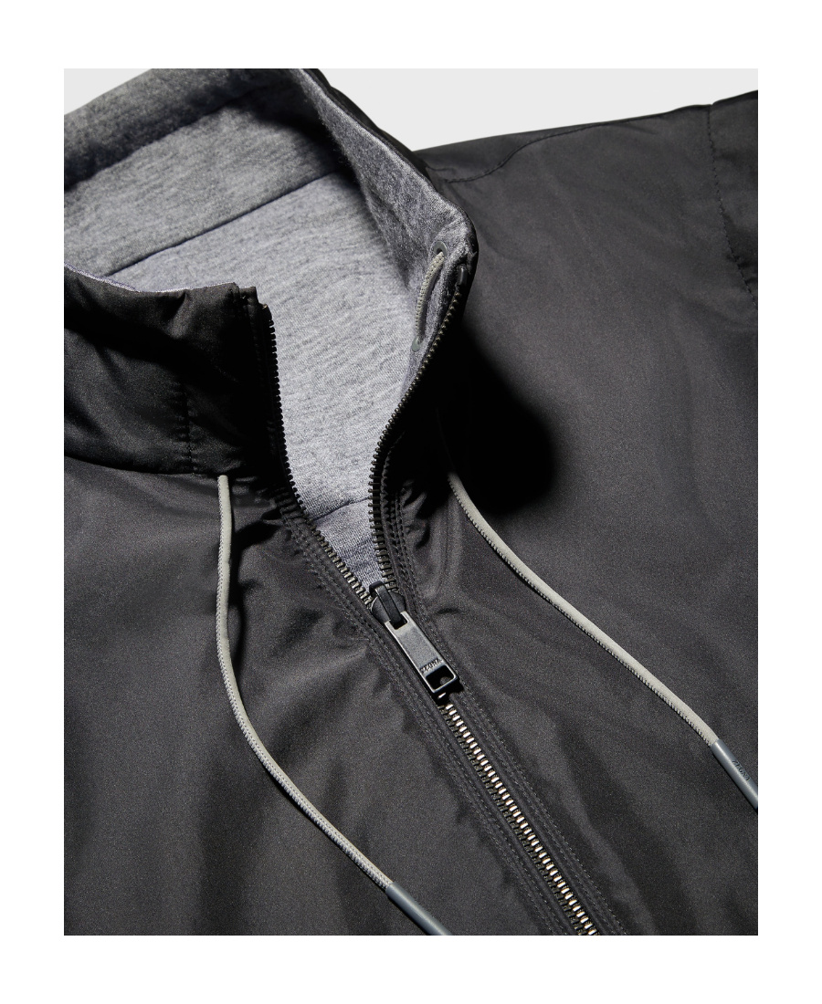 Zegna Reversible High Collar Sleeveless Jacket With Side Pockets In Black