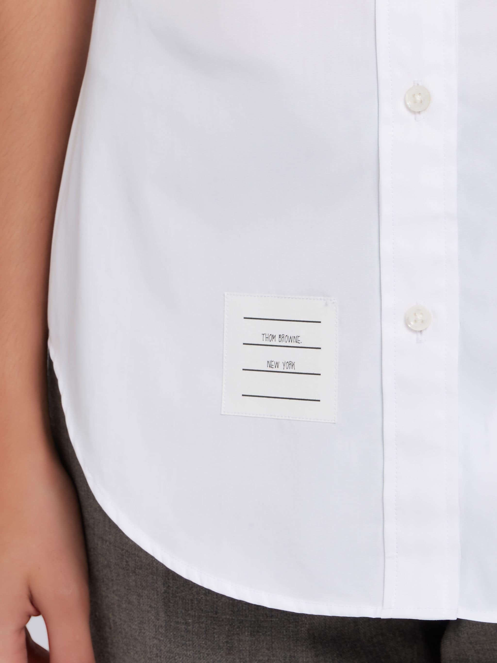 Thom Browne Sleeveless Button-down Shirt In White