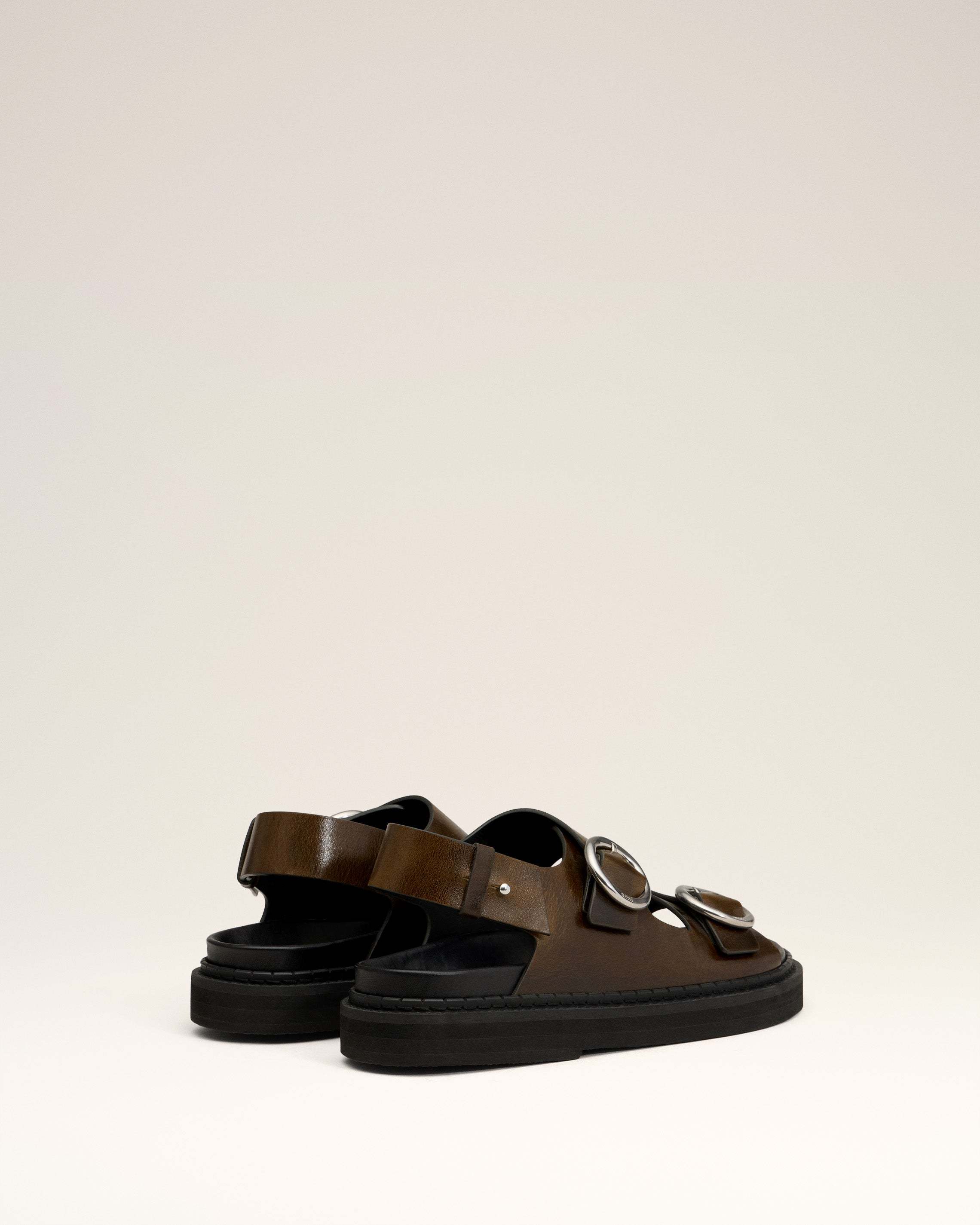 Ami Alexandre Mattiussi Green Leather Fussbet Midi Sandals Green In Brown