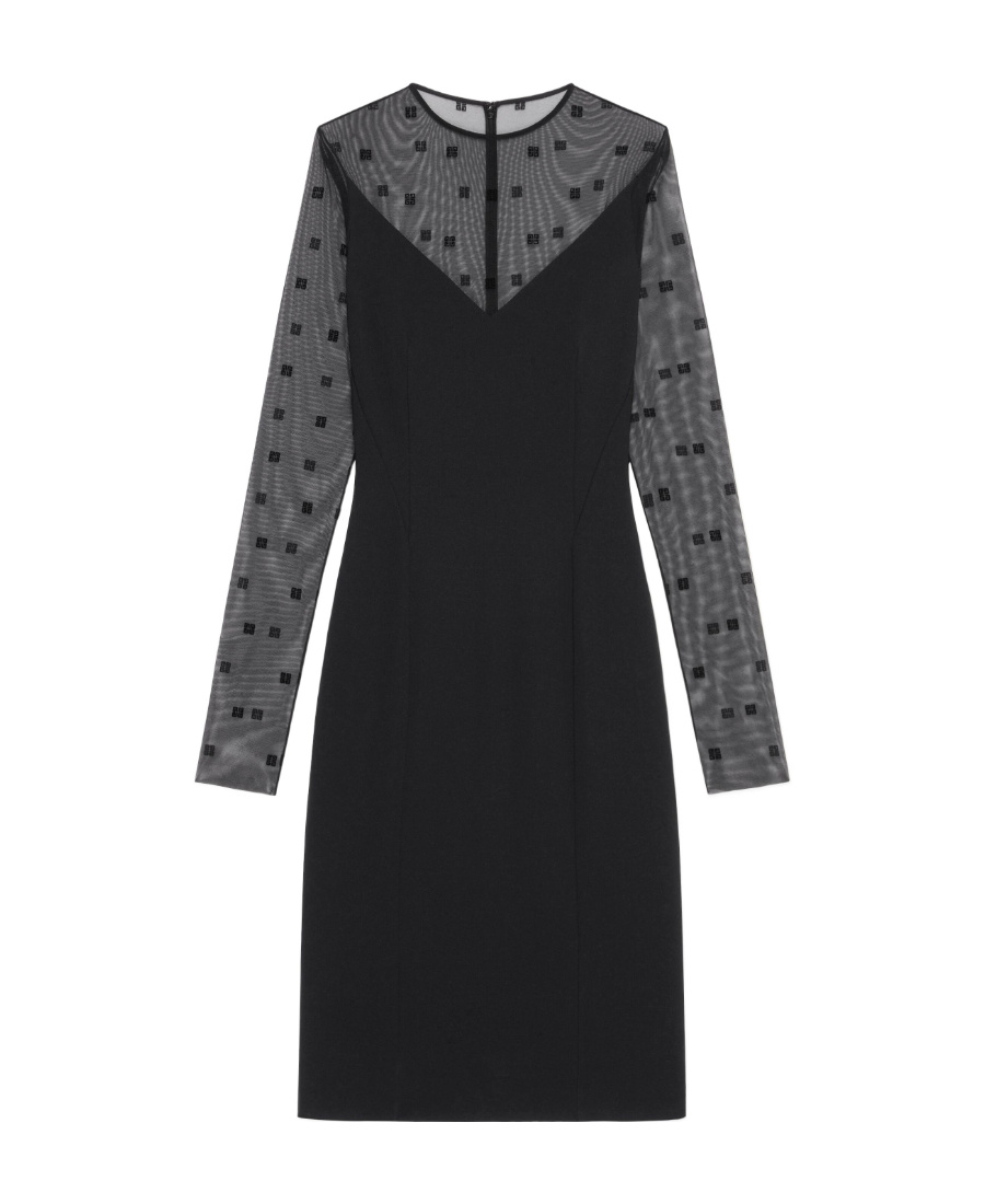 Givenchy Bi-material Dress With 4g Motif In Black