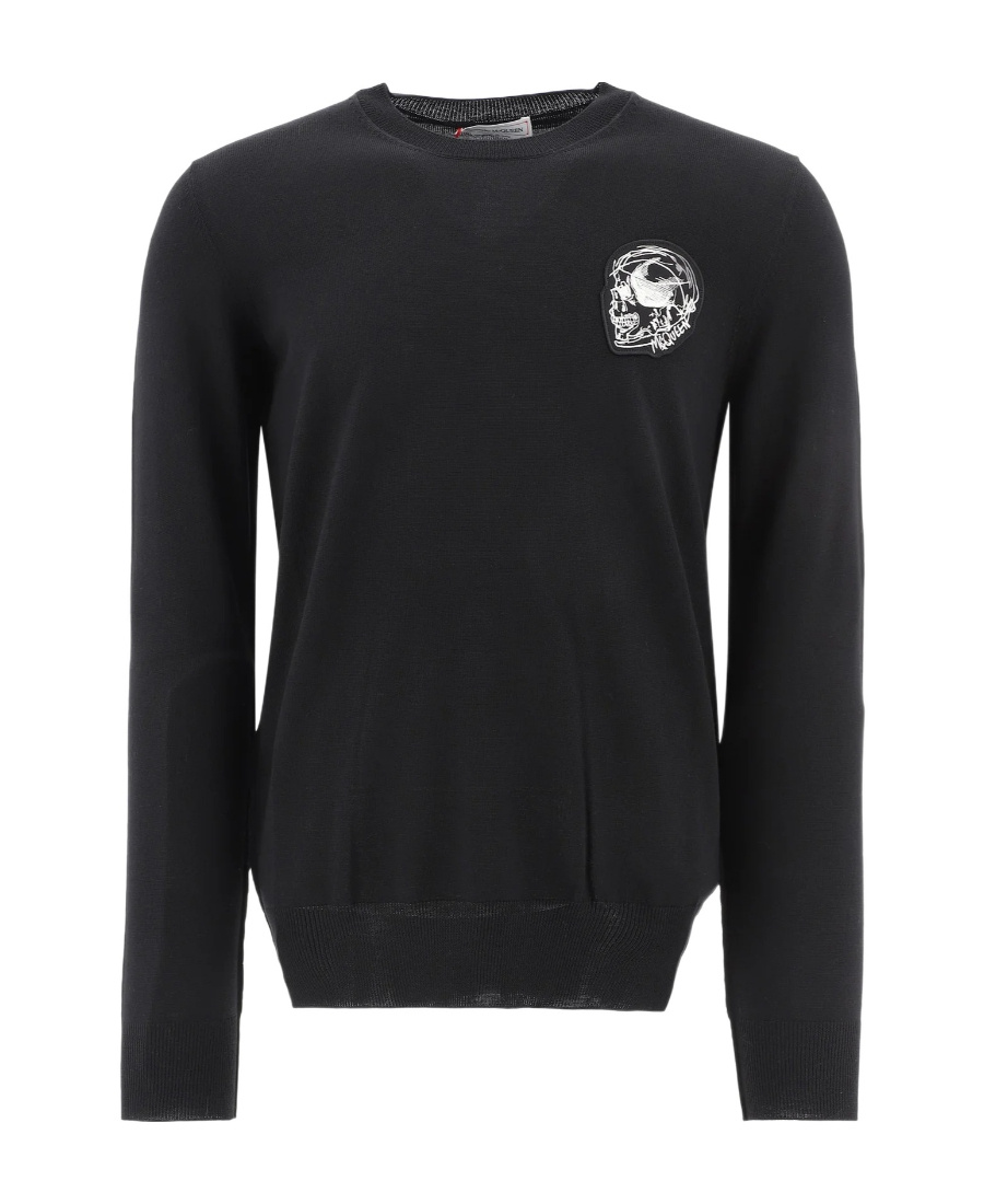 Alexander Mcqueen Skull Decal Knitted Sweater In Black
