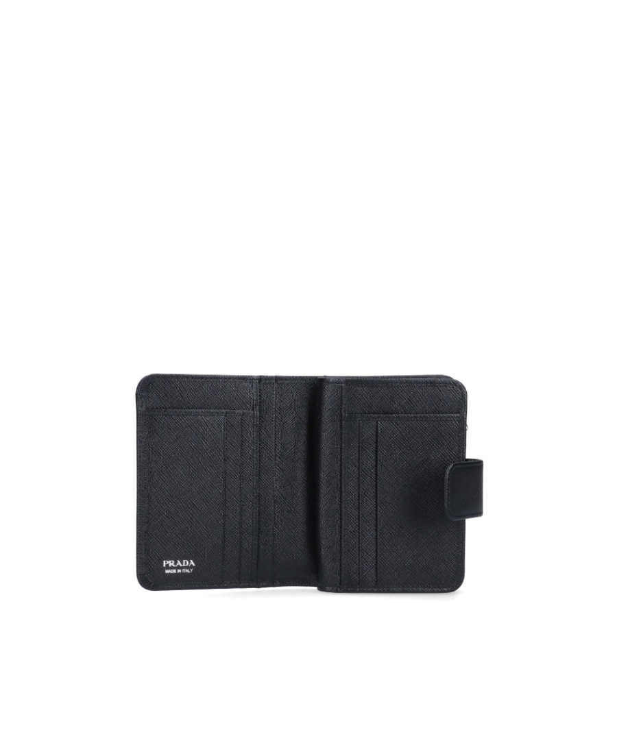 Prada Triangle-logo Leather Wallet In Black