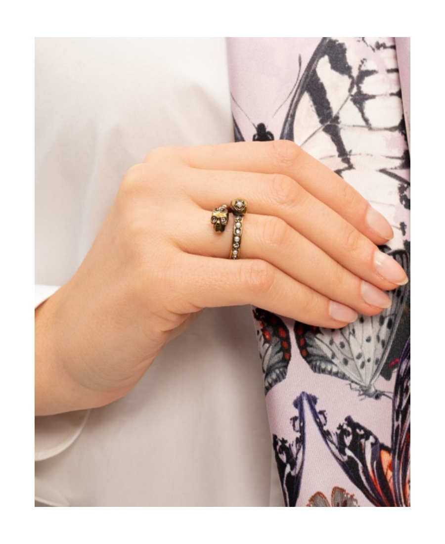 Alexander Mcqueen Wrap-around Skull Ring In Multicolor