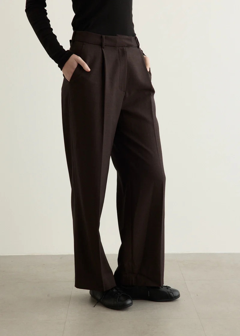 Low Classic Pleated-front Trousers In Brown