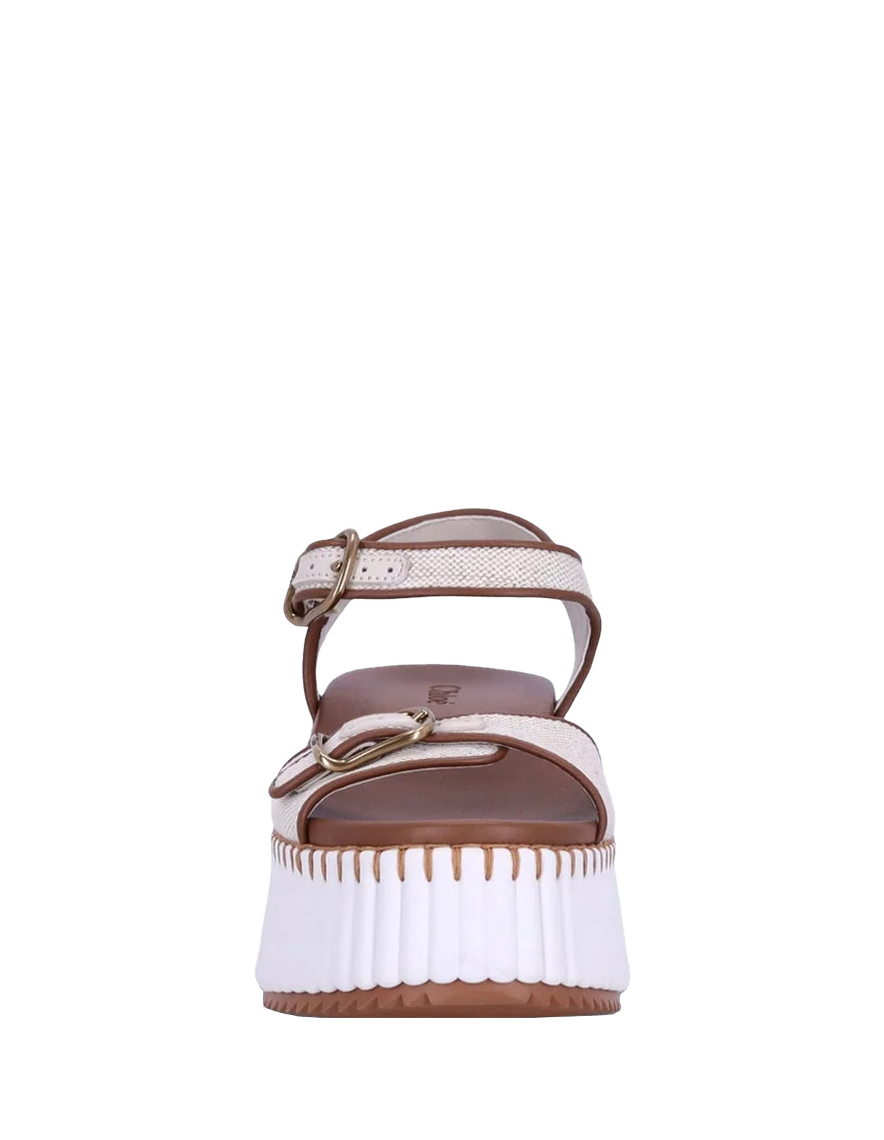 Chloé Round Toe Platform Sandals In White