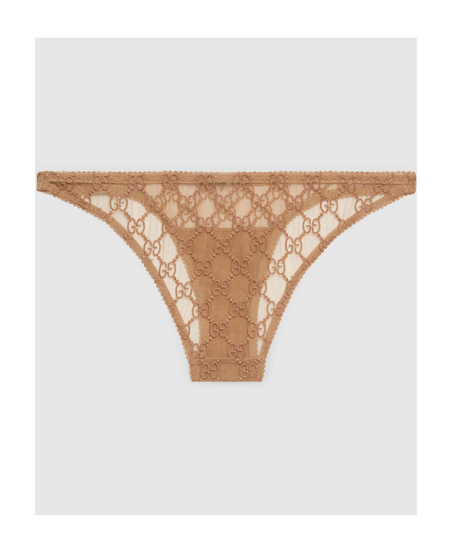 Gucci Gg-jacquard Bow-detail Briefs In Nude