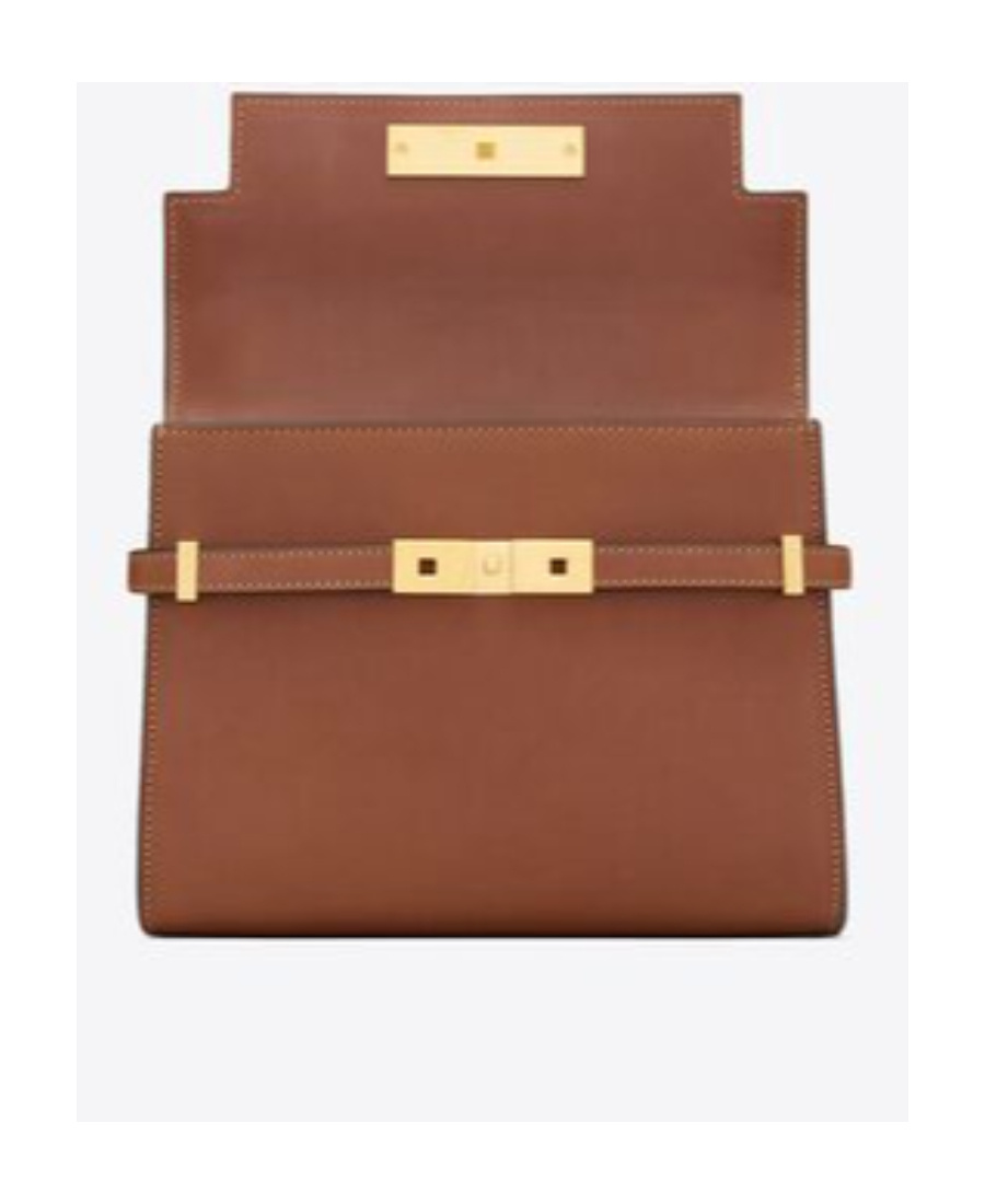 Saint Laurent Manhattan Mini Crossbody Bag In Aged Vegetable-tanned Leather In Brown