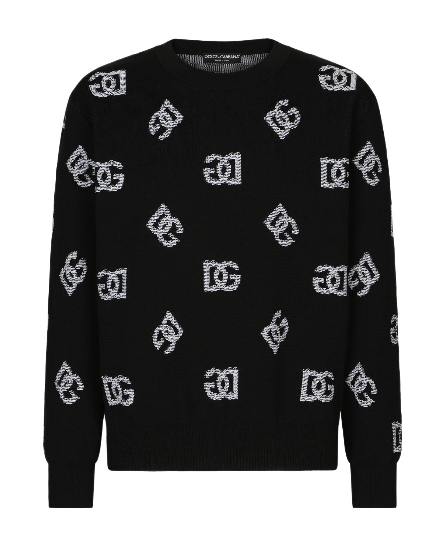 Dolce & Gabbana Monogram Black Jacquard Jumper In Black