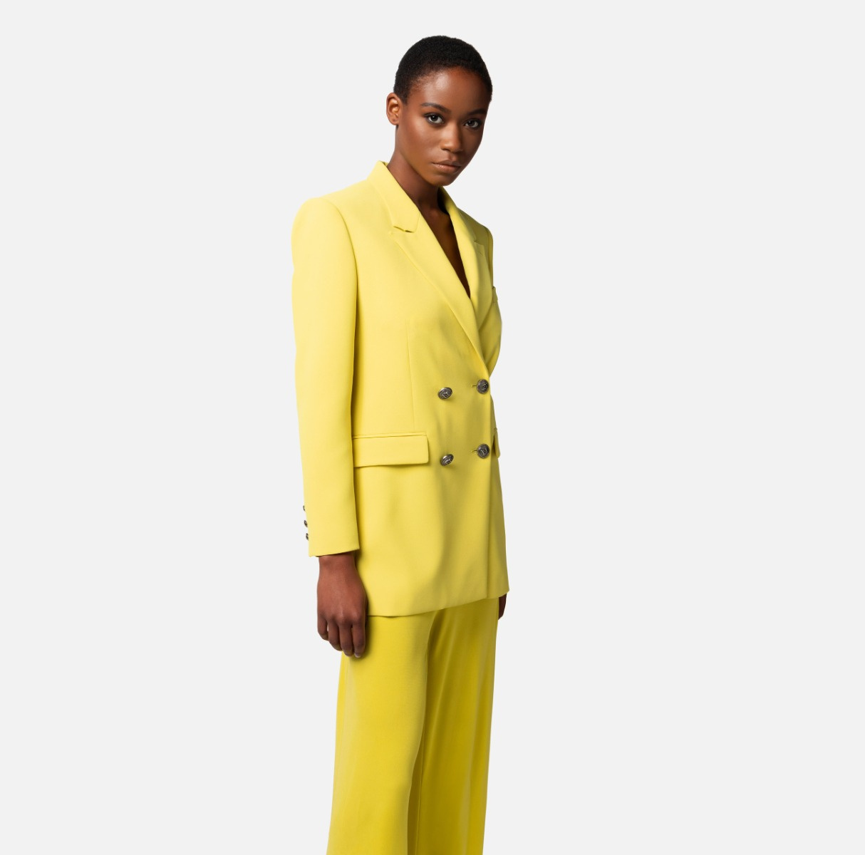 Elisabetta Franchi Acid Green Polyester Blazer In Yellow