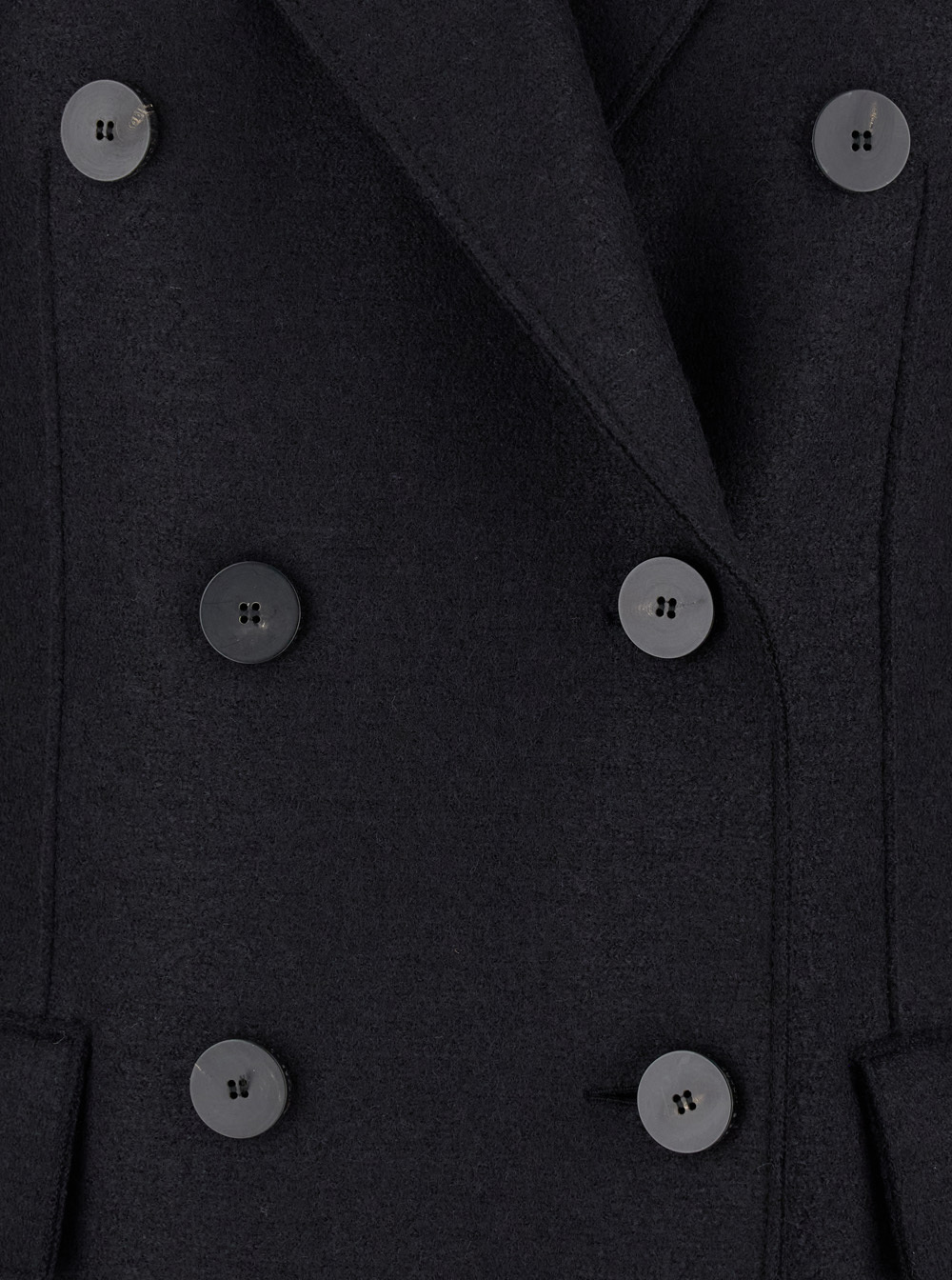 Harris Wharf London Black Double-breasted Long Coat With Peak Revers In Wool Woman In Black
