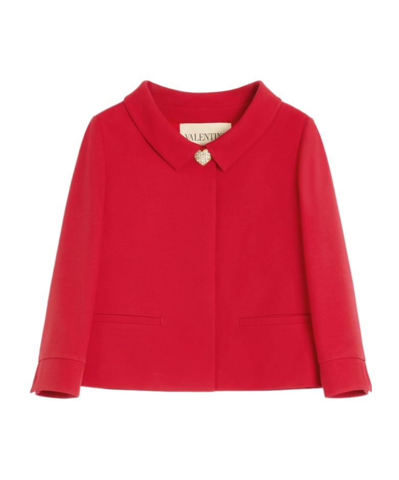 Valentino Womens Paris Heart-button Relaxed-fit Wool And Silk Jacket In Red