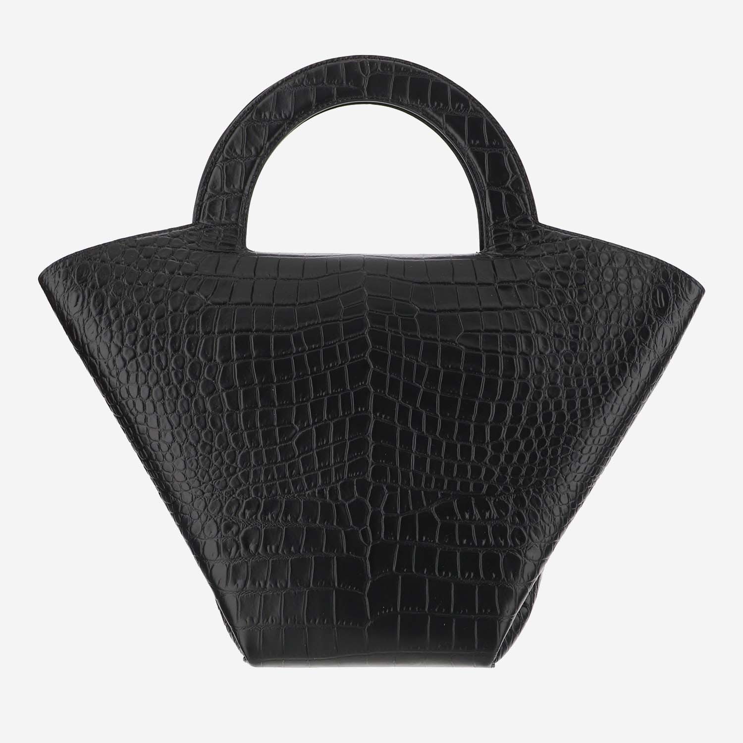 Bottega Veneta Crocodile-embossed Basket Tote Bag In Black