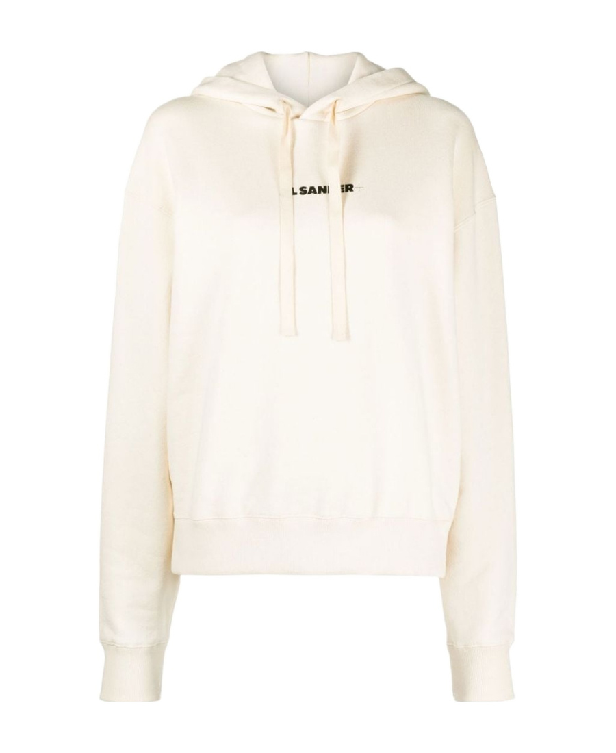 Jil Sander Cotton Hooded Sweatshirt In White