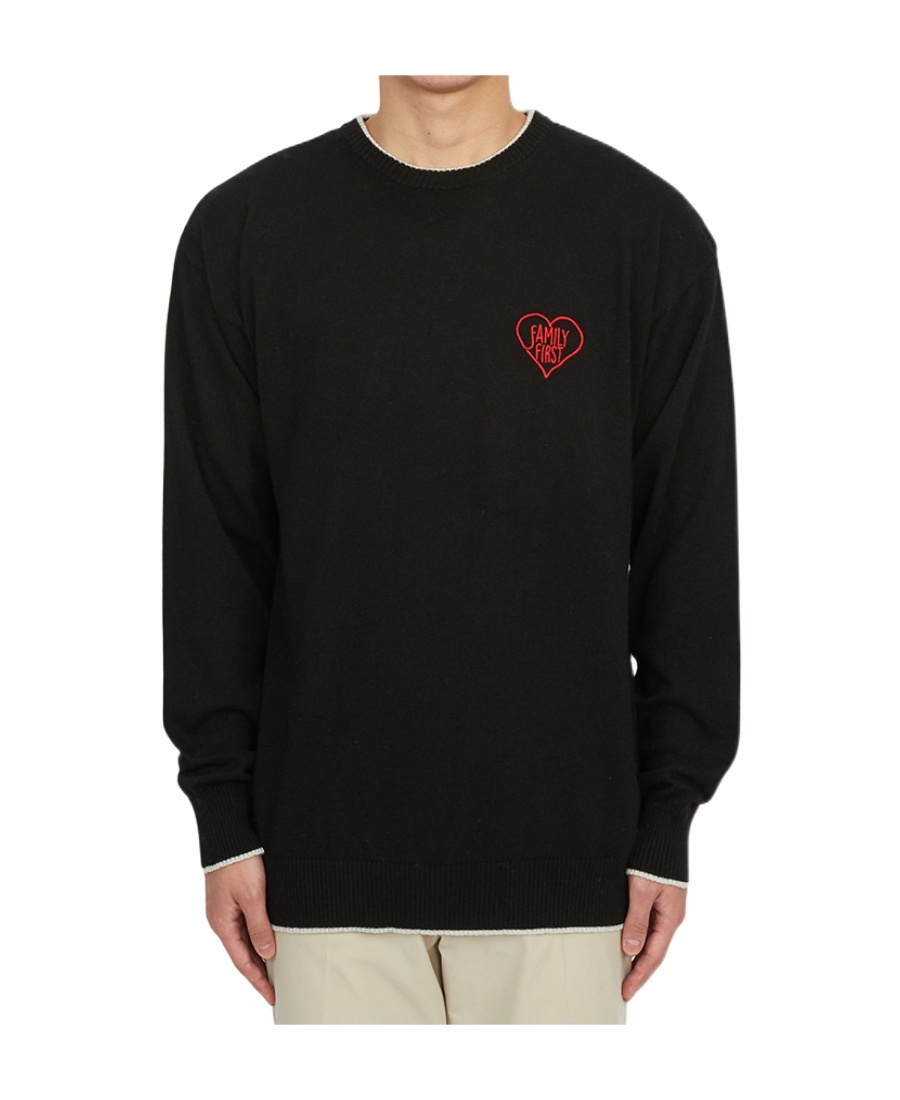 Family First Sweatshirt With Heart Embroidery In Black