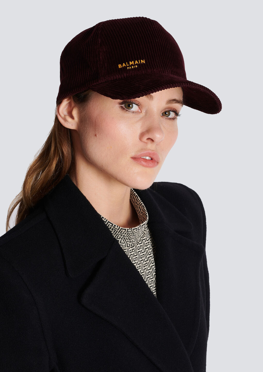 Balmain Logo-print Corduroy Cap In Black