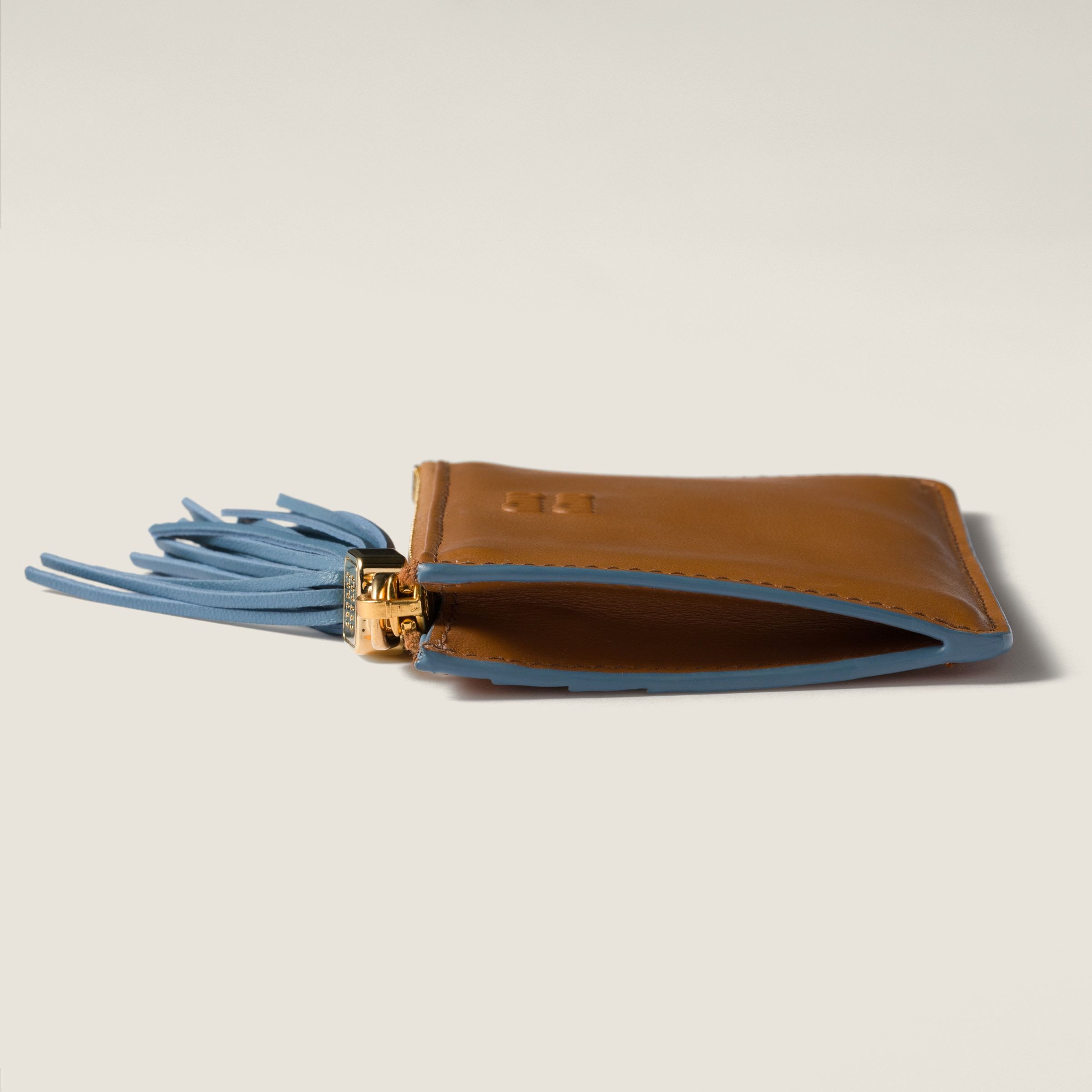 Miu Miu Tassel-detail Leather Cardholder In Brown