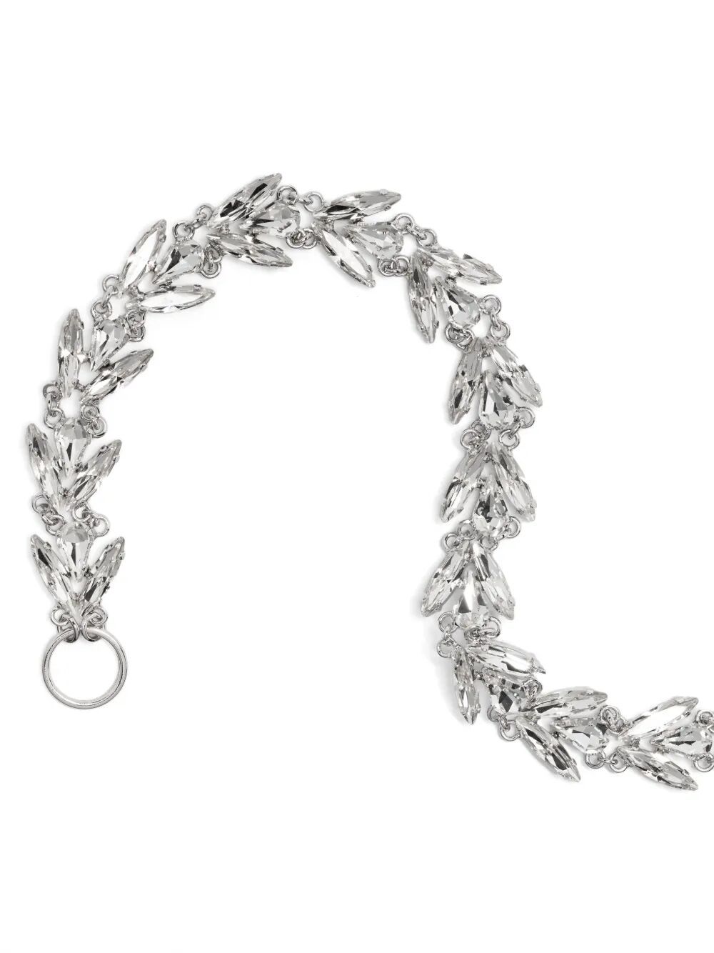 Simone Rocha Adjustable Leaf Motif Crystal Necklace In Metallic