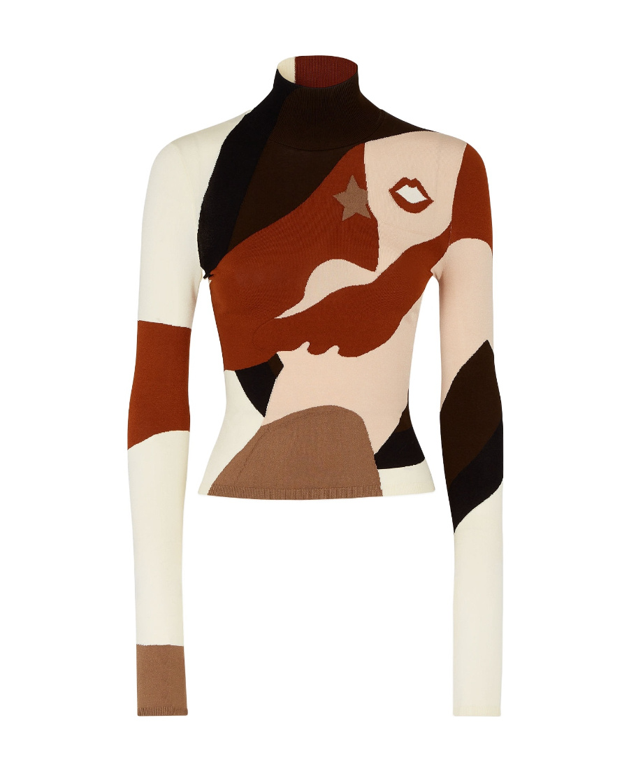 Fendi Patterned Intarsia-knit Top In White