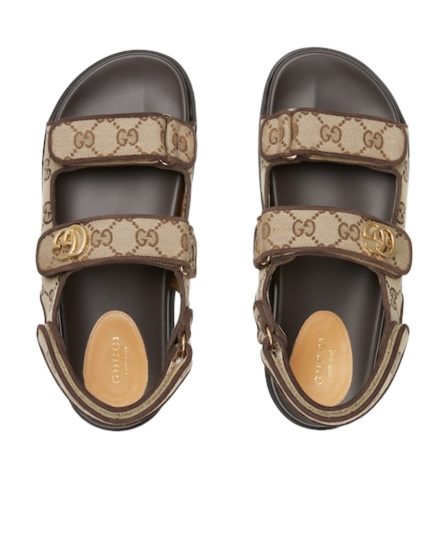 Gucci Moritz Monogram Easy Slingback Sandals In Nude
