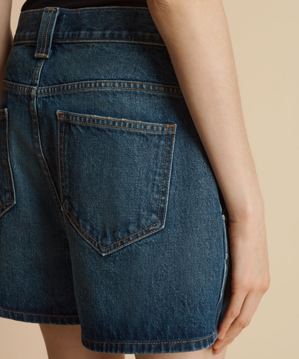 Shop Khaite The Bacalo Denim Shorts In Blue