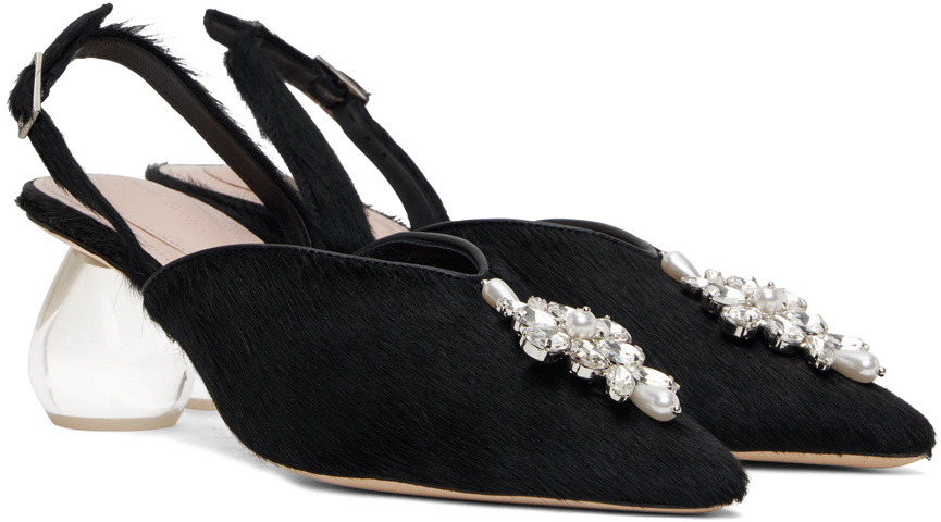 Simone Rocha Pointed Slingback High Heels In Black