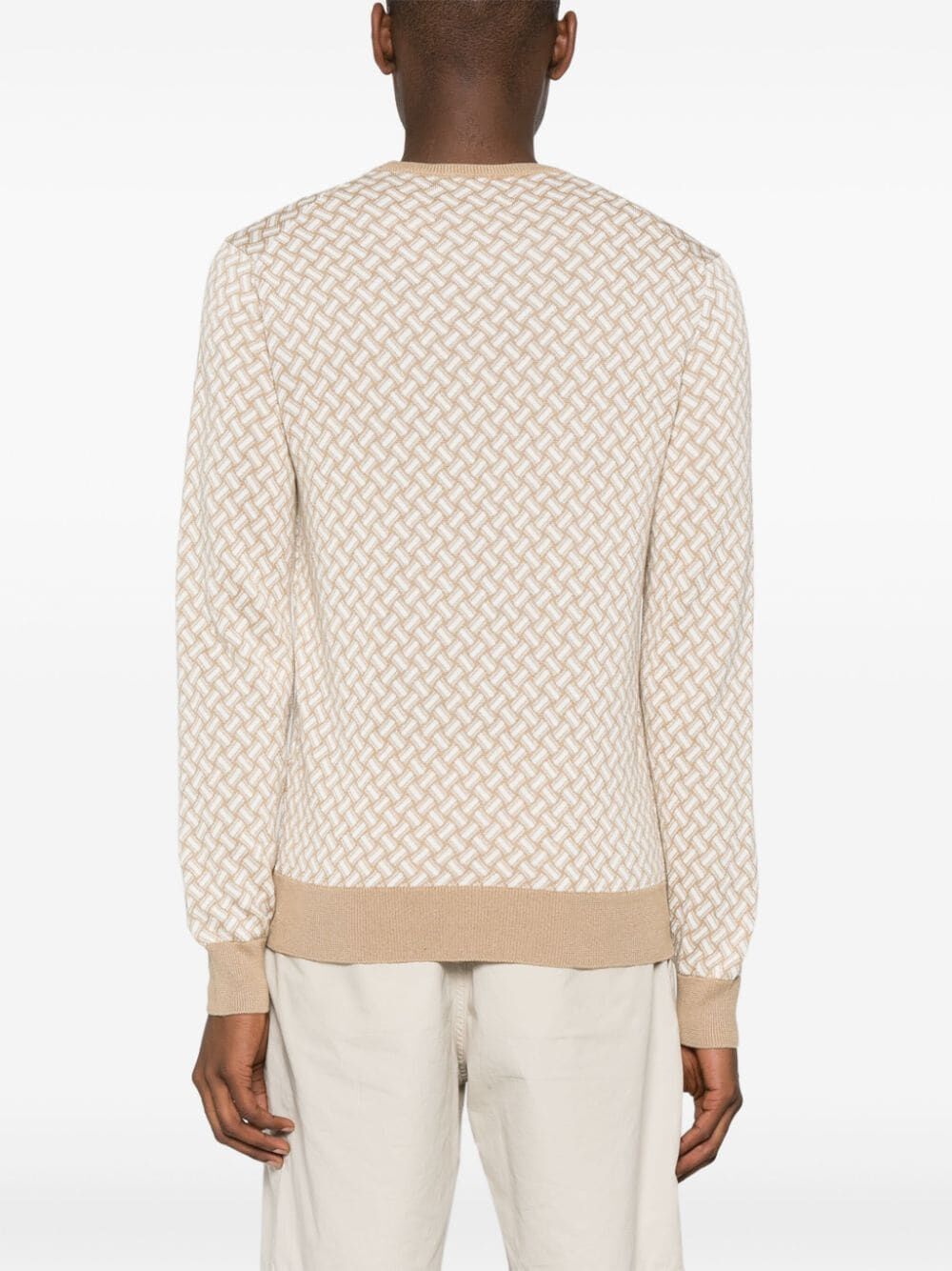 Drumohr Geometric-pattern Contrast-detail Jumper In Nude