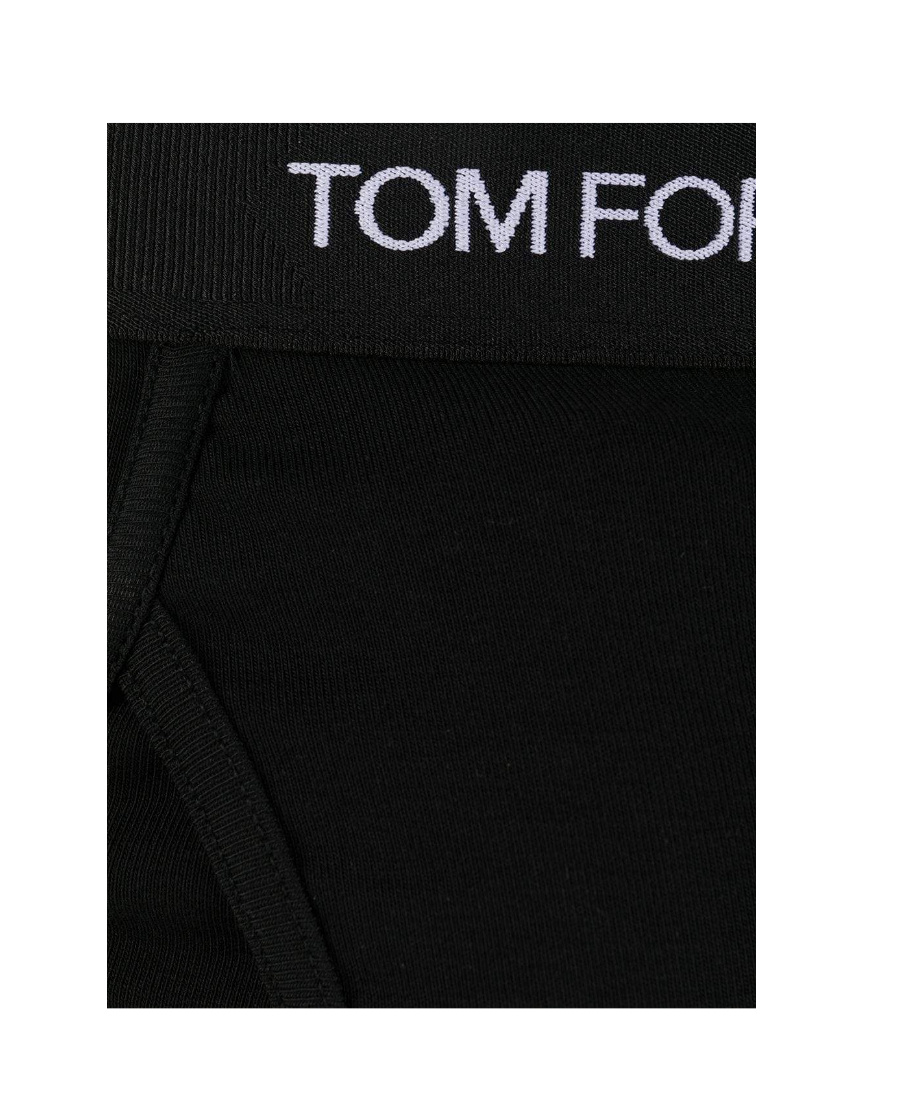 Tom Ford Black Logo Waistband Briefs In Black