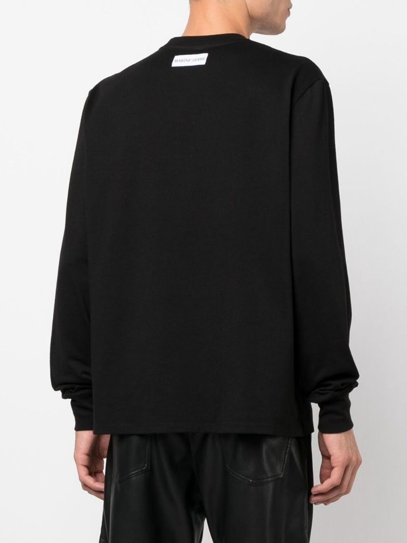 Marine Serre Organic Cotton Long-sleeve  T-shirt In Black