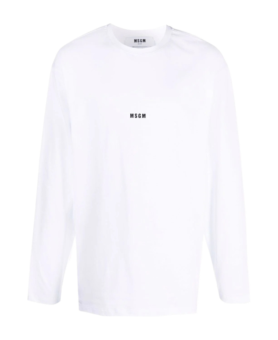 Msgm Logo-print Longsleeved T-shirt In White
