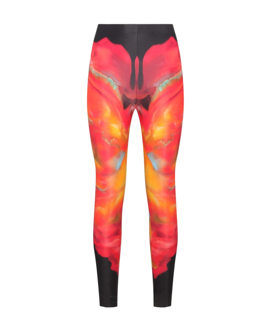 Alexander Mcqueen Abstract-print Leggings In Black