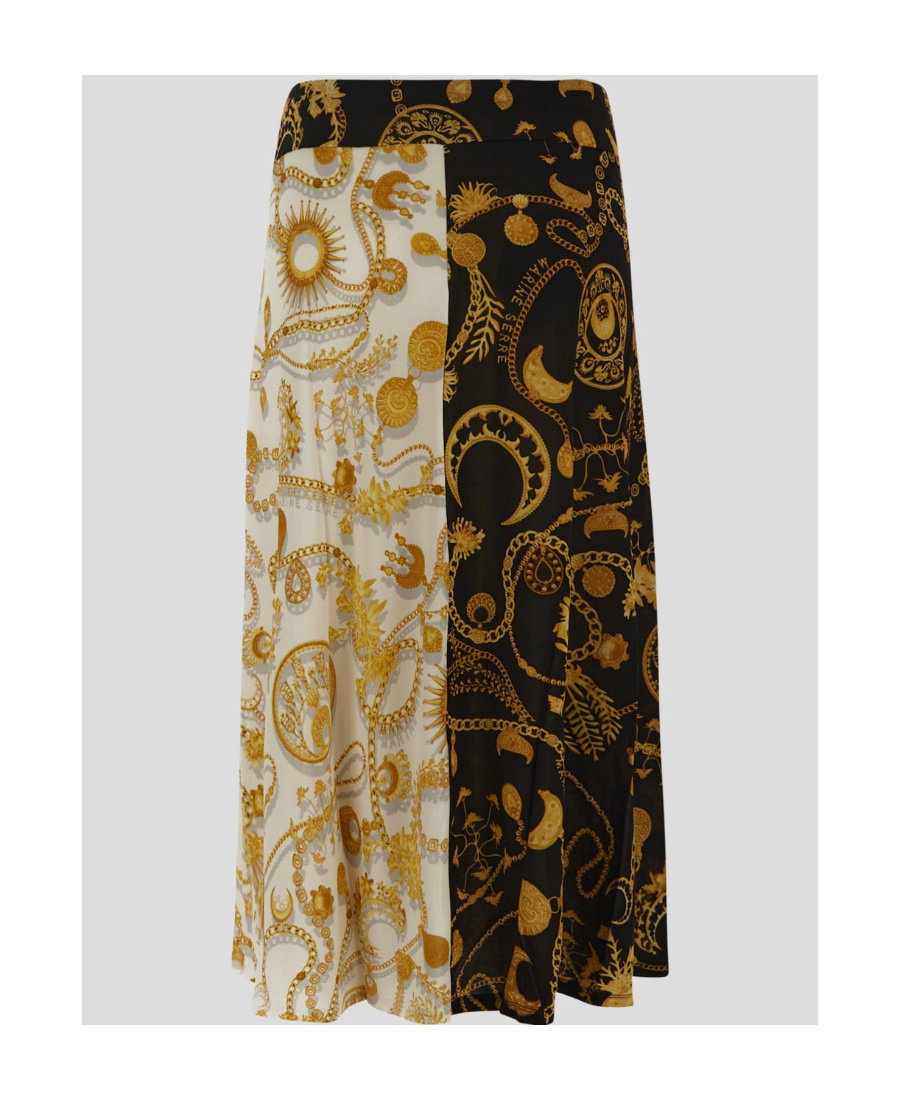 Marine Serre Ornament Jewellery-print Midi Skirt In Black