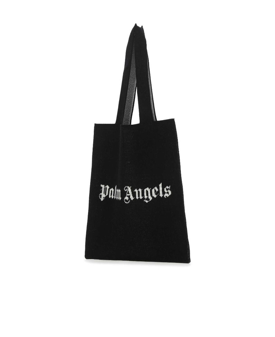 Palm Angels Pa Knit Shopper Black White In Black