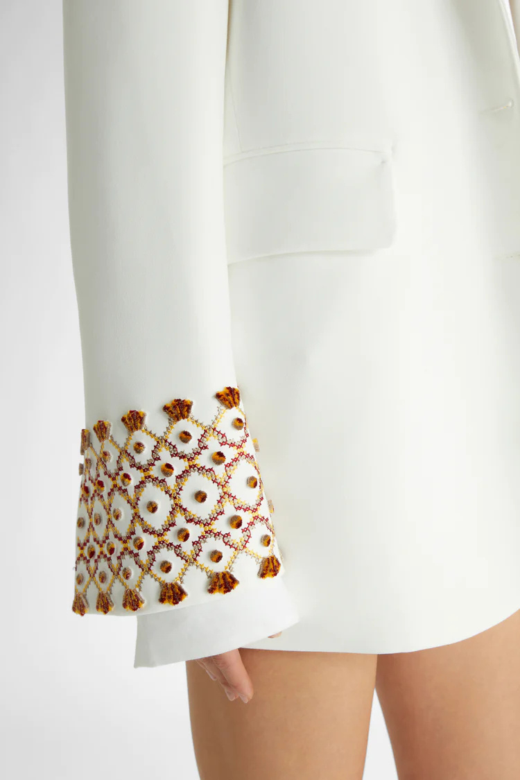 Ermanno Scervino Single-breasted Embroidered Blazer In White