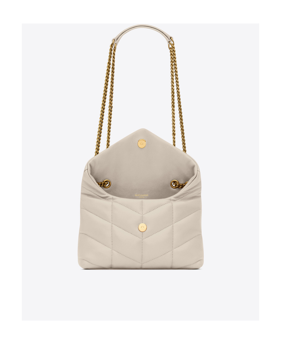 Saint Laurent Puffer Toy Quilted Mini Bag In Nude