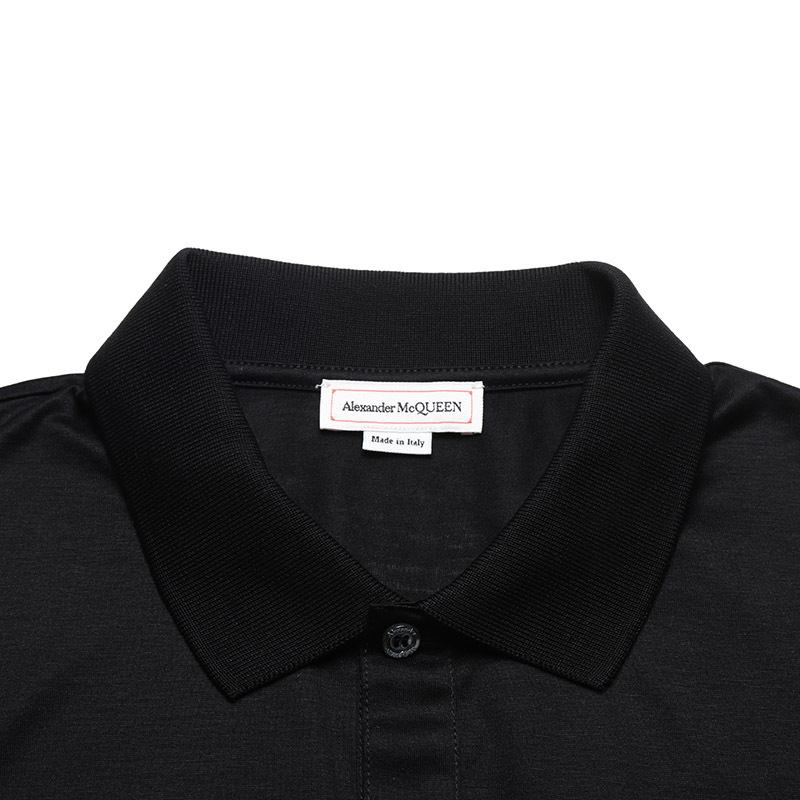 Alexander Mcqueen Skeleton-print Polo Shirt In Black