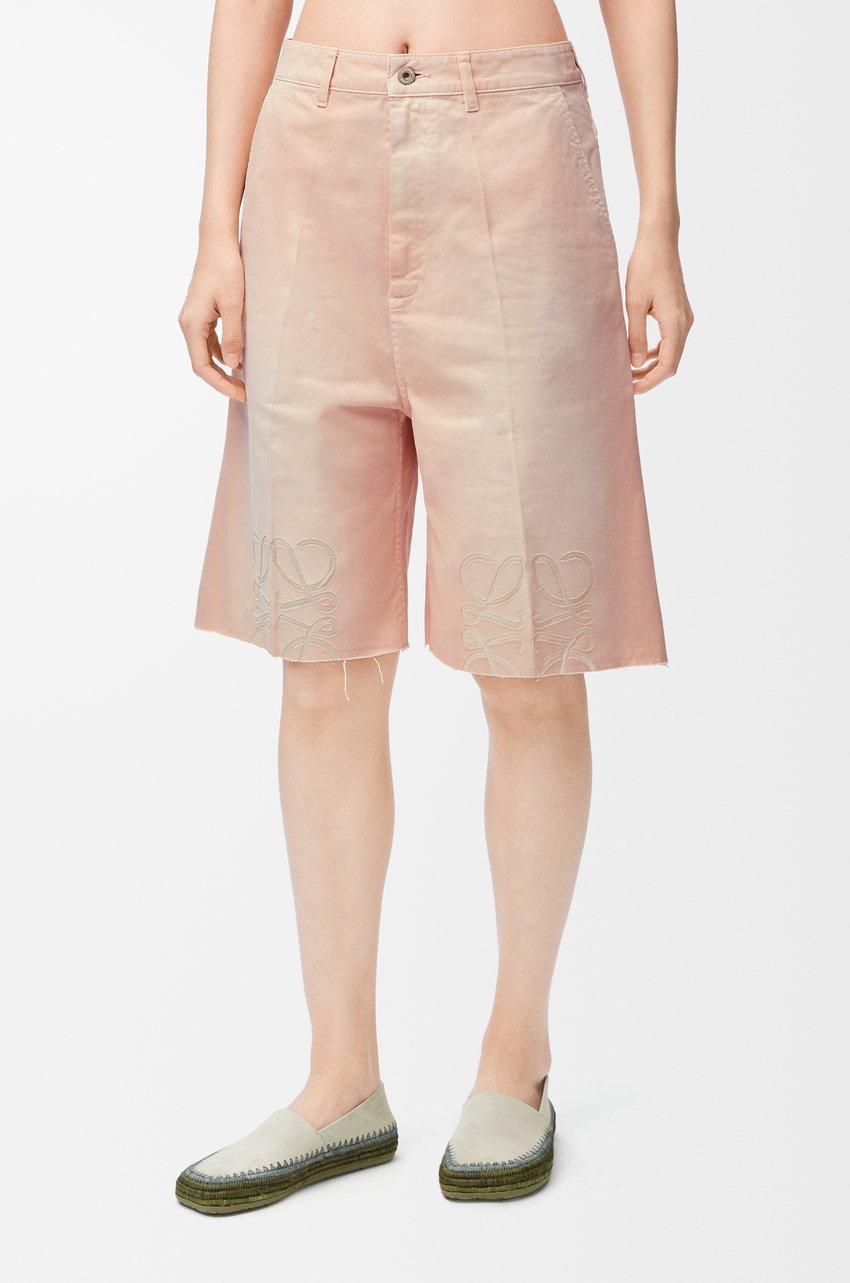 Loewe Pink Cotton Bermuda Shorts With Anagram Logo In Light Pink